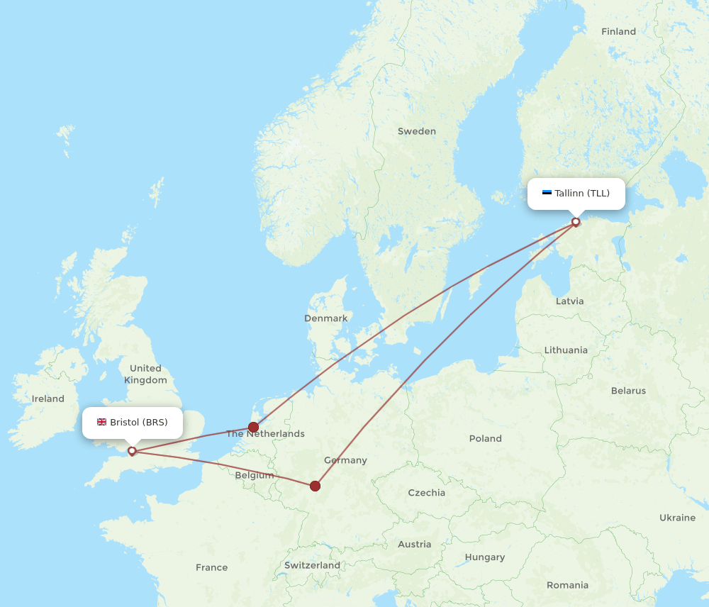 TLL to BRS flights and routes map