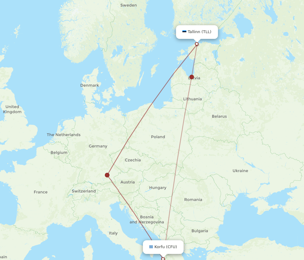 TLL-CFU flight routes