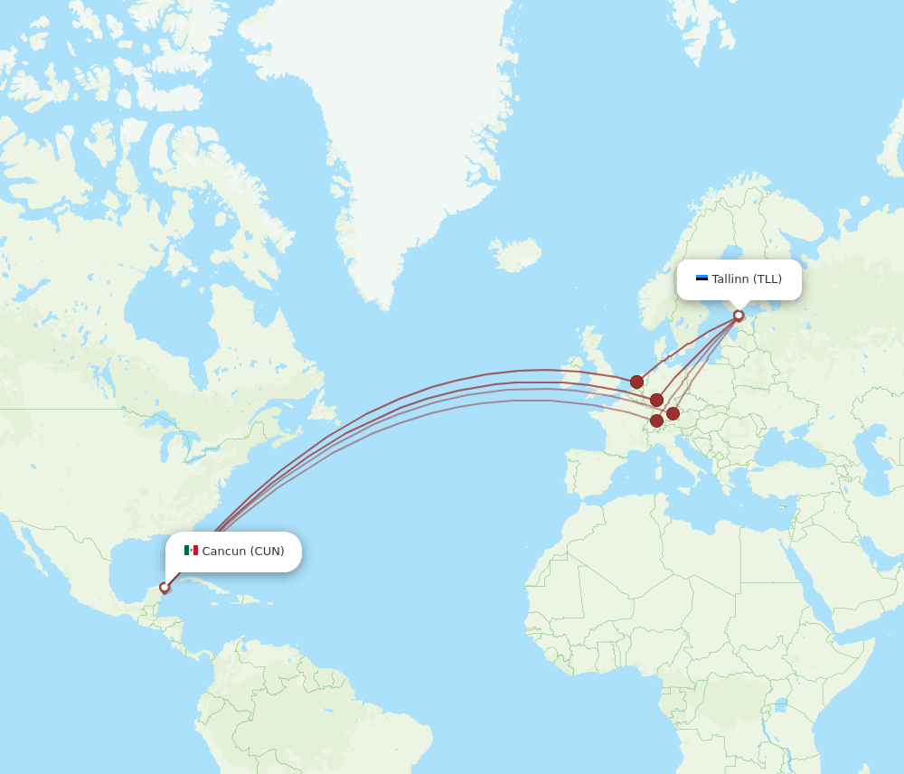 TLL-CUN flight routes
