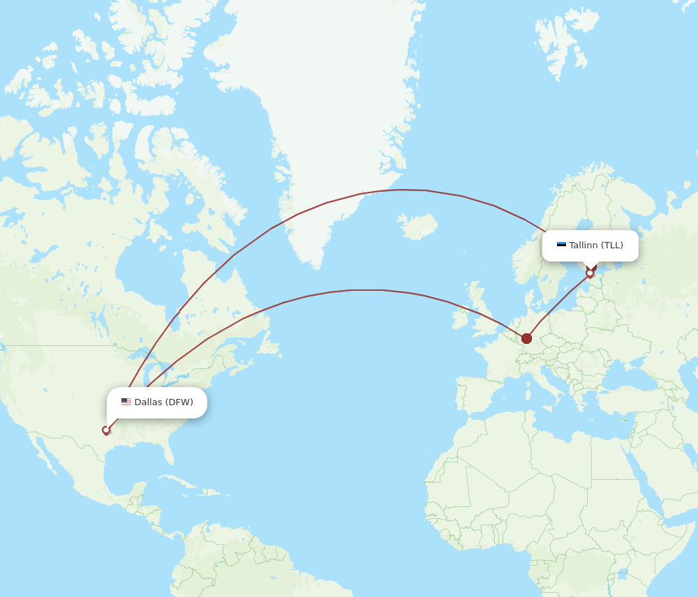 TLL-DFW flight routes