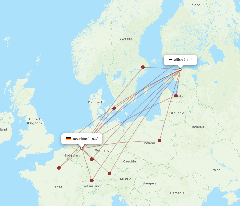TLL-DUS flight routes