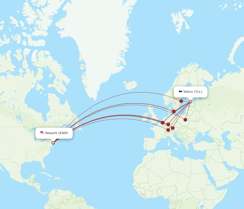 TLL-EWR flight routes
