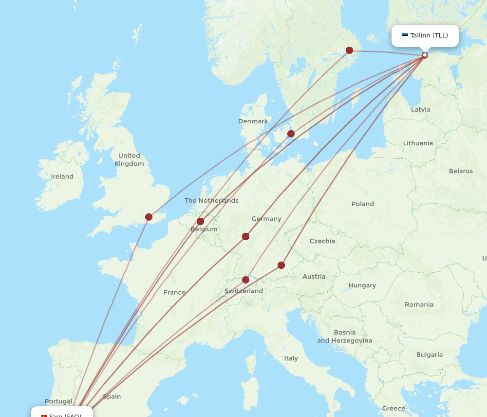 TLL to FAO flights and routes map