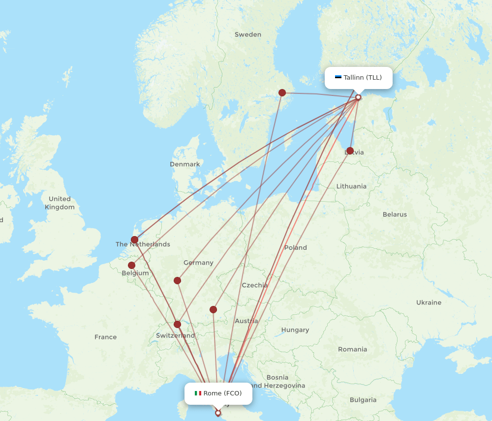 TLL to FCO flights and routes map