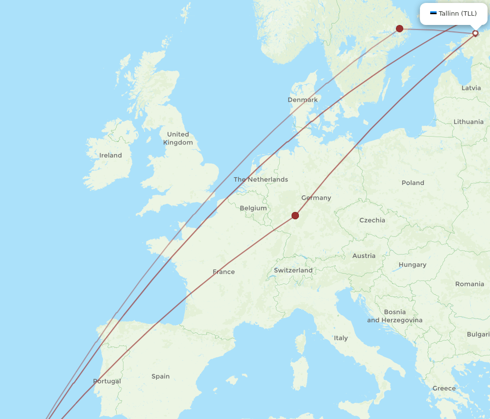 TLL to FNC flights and routes map