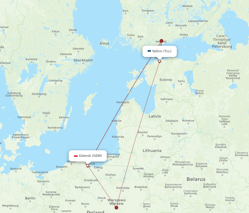 TLL-GDN flight routes