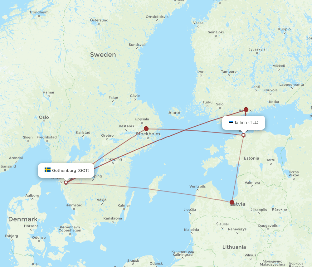 TLL-GOT flight routes
