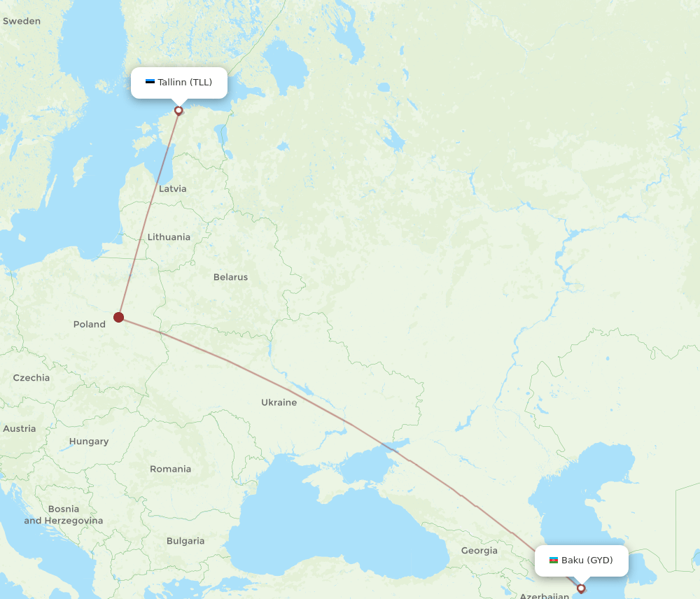 TLL to GYD flights and routes map