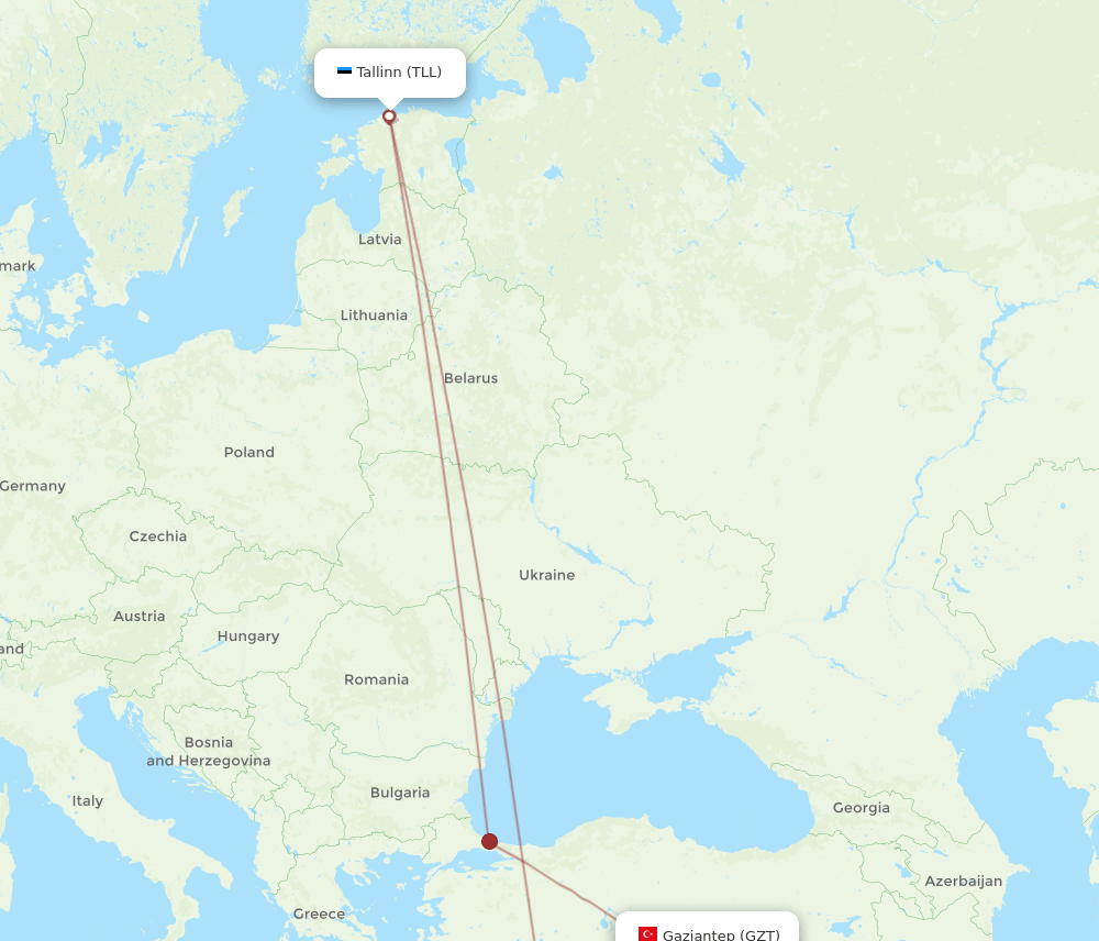 TLL to GZT flights and routes map