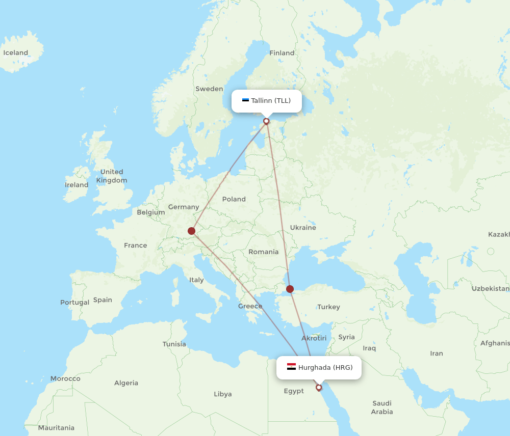 TLL to HRG flights and routes map