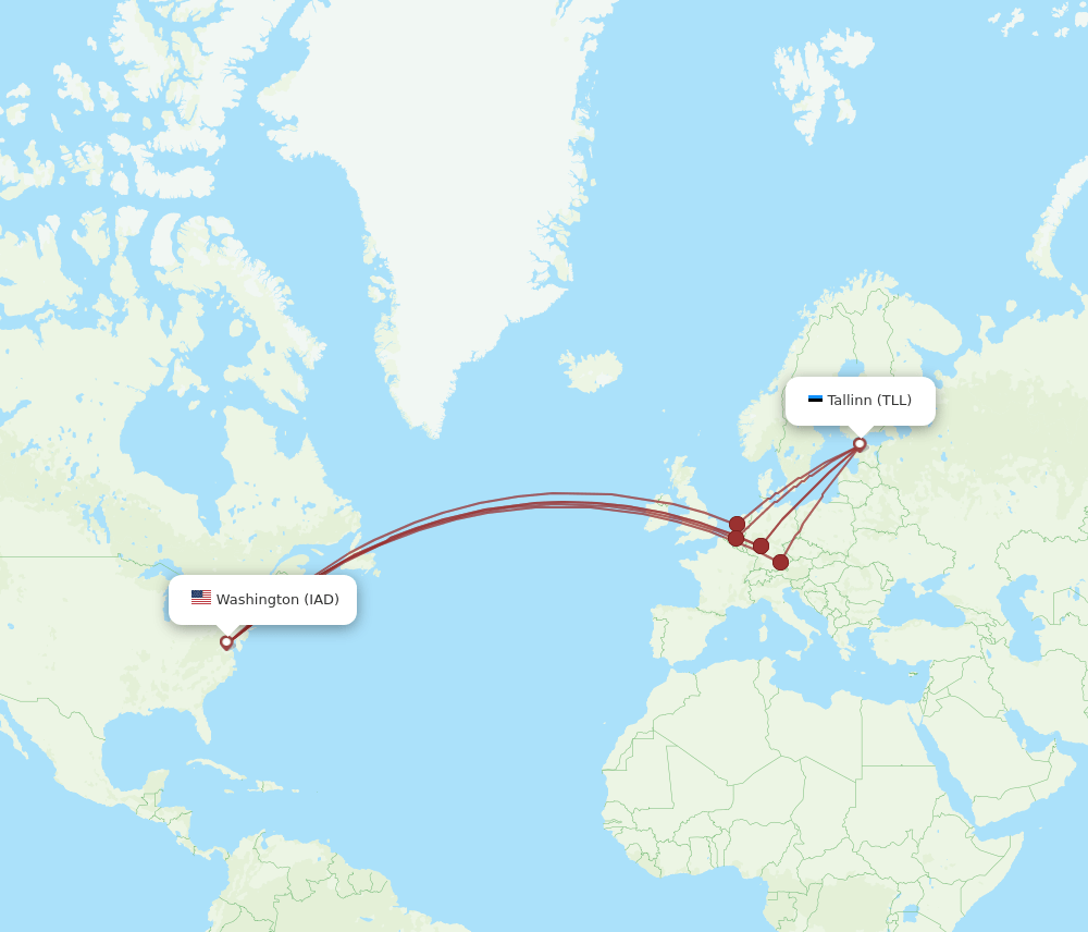 TLL-IAD flight routes
