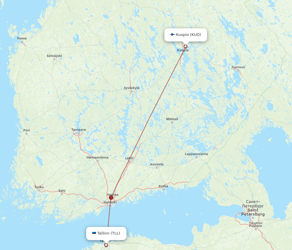 TLL to KUO flights and routes map
