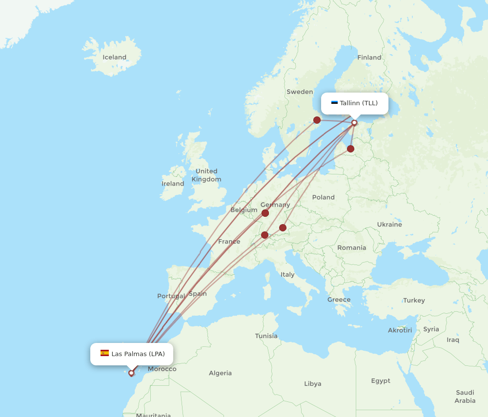TLL-LPA flight routes
