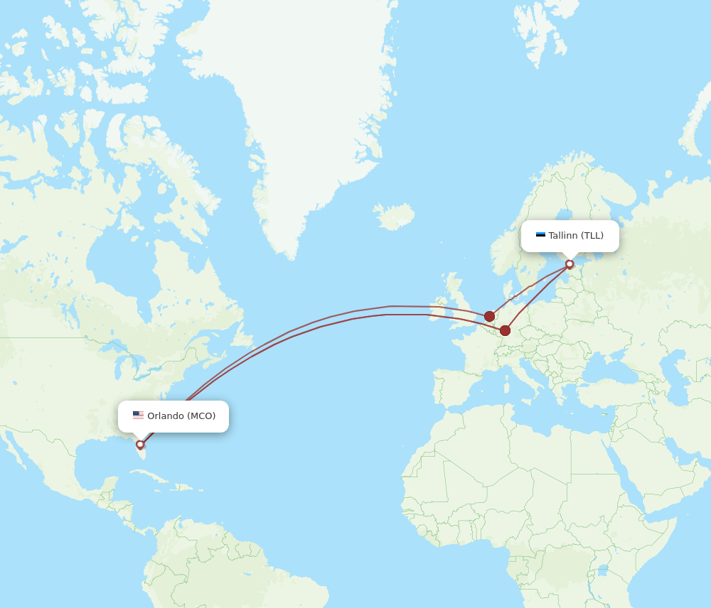 TLL-MCO flight routes