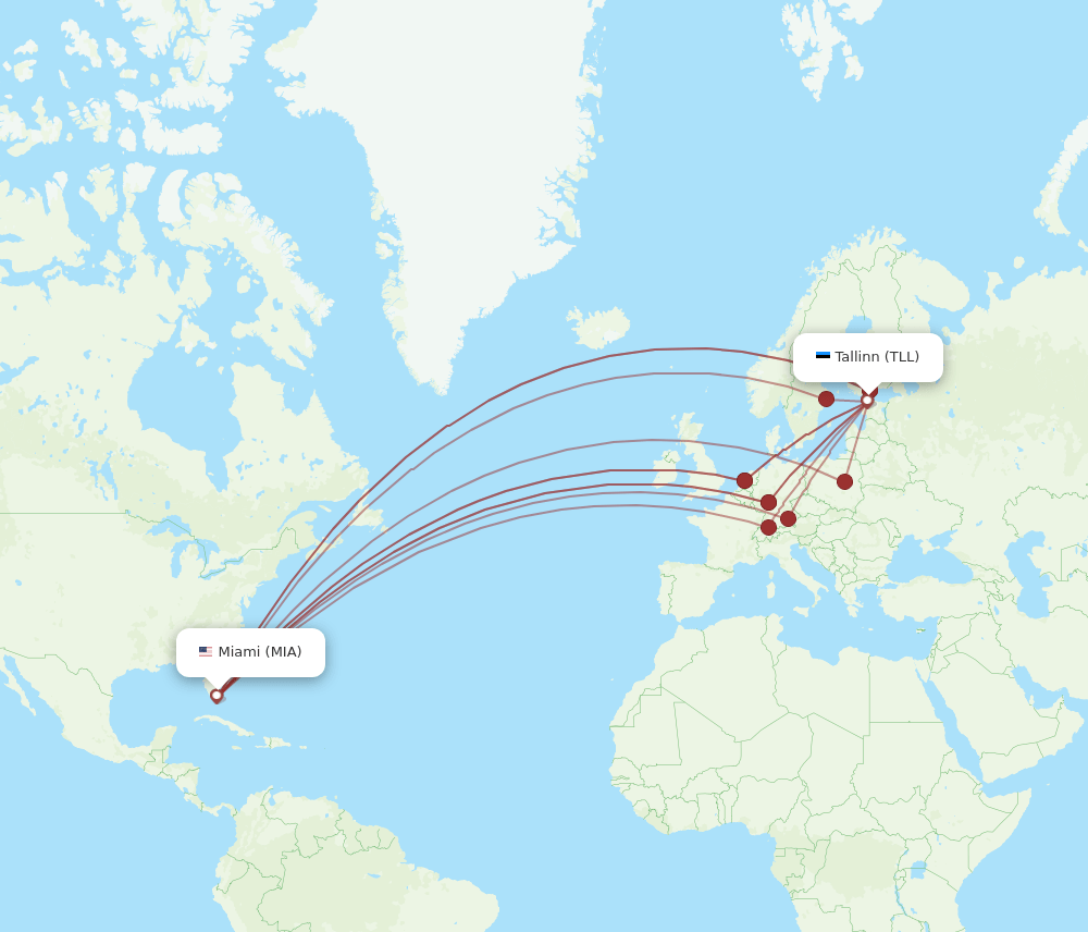 TLL-MIA flight routes