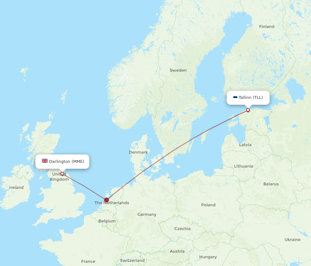 TLL to MME flights and routes map