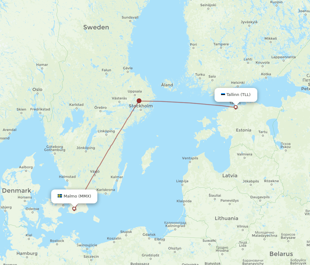 TLL to MMX flights and routes map
