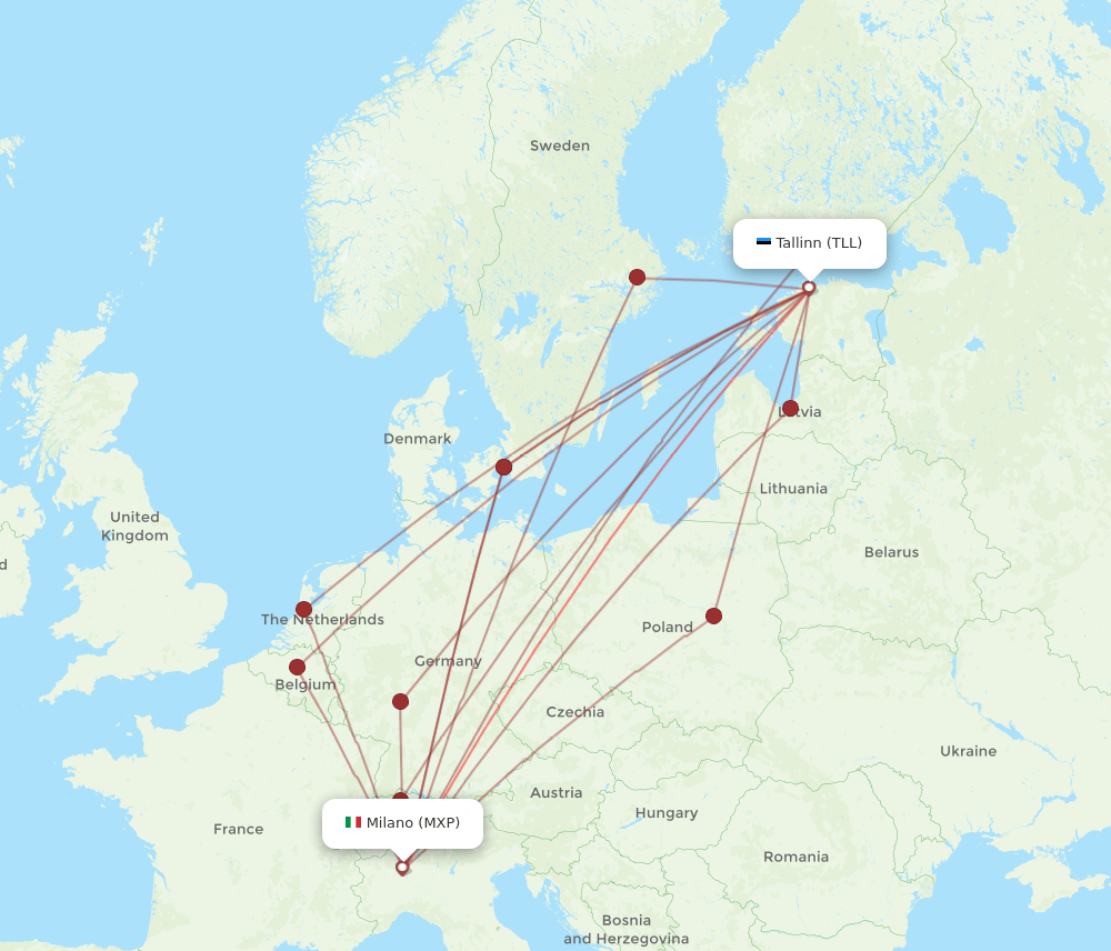 TLL to MXP flights and routes map