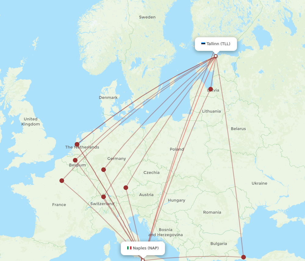 TLL to NAP flights and routes map