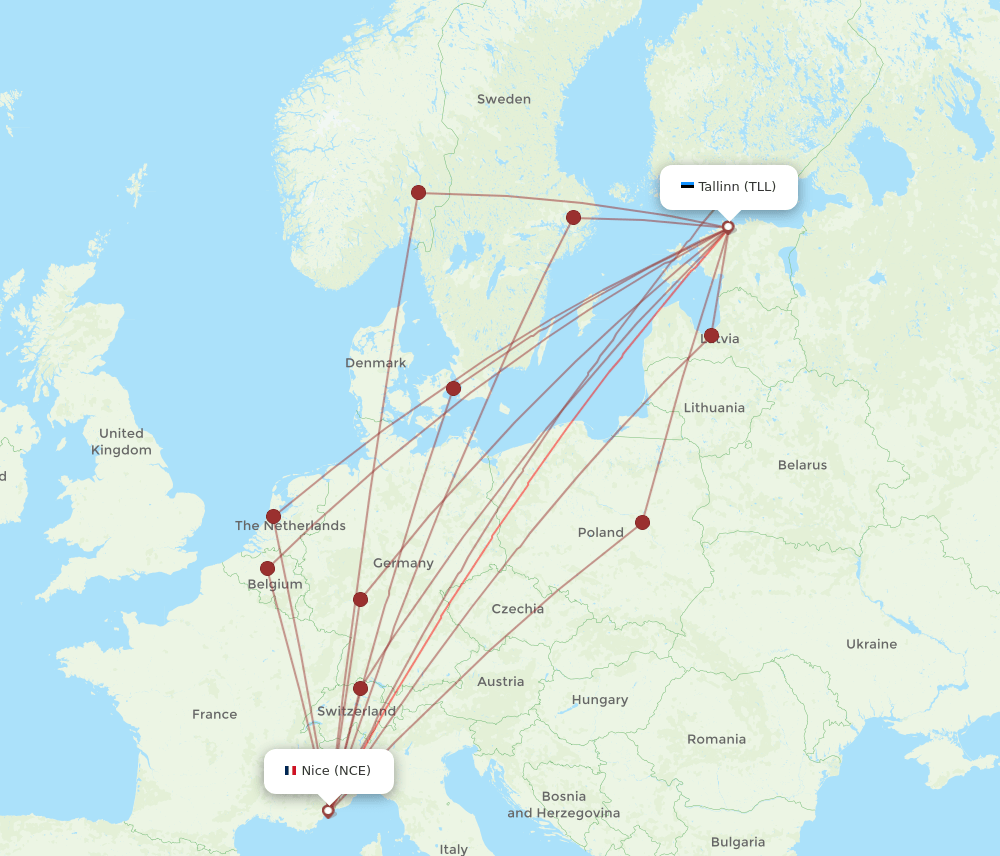 TLL-NCE flight routes