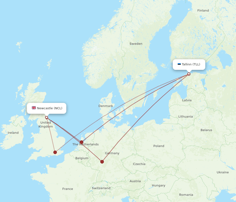 TLL-NCL flight routes