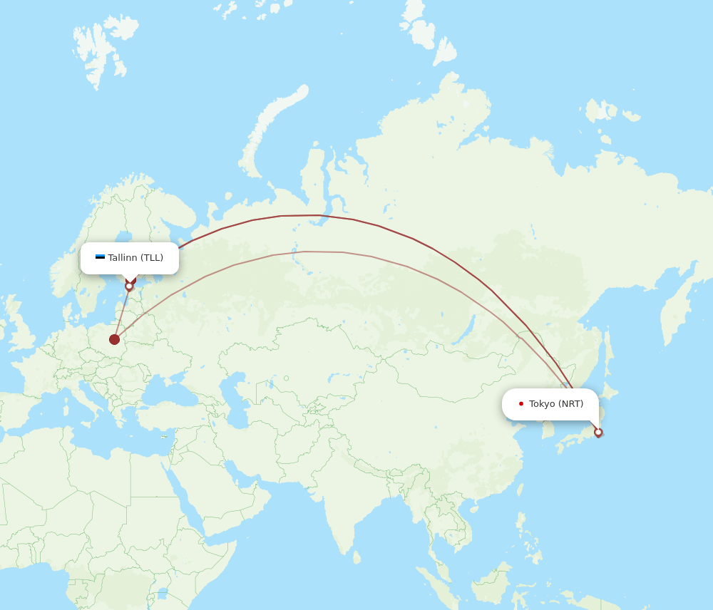 TLL to NRT flights and routes map