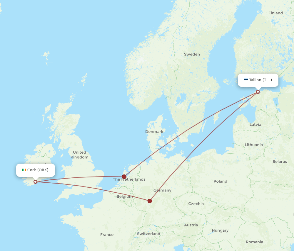 TLL-ORK flight routes