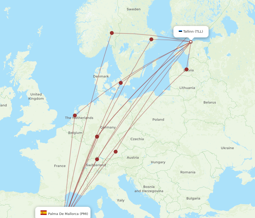 TLL-PMI flight routes