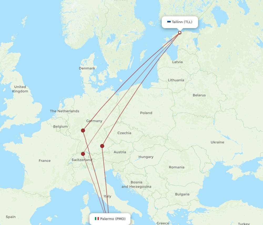 TLL to PMO flights and routes map