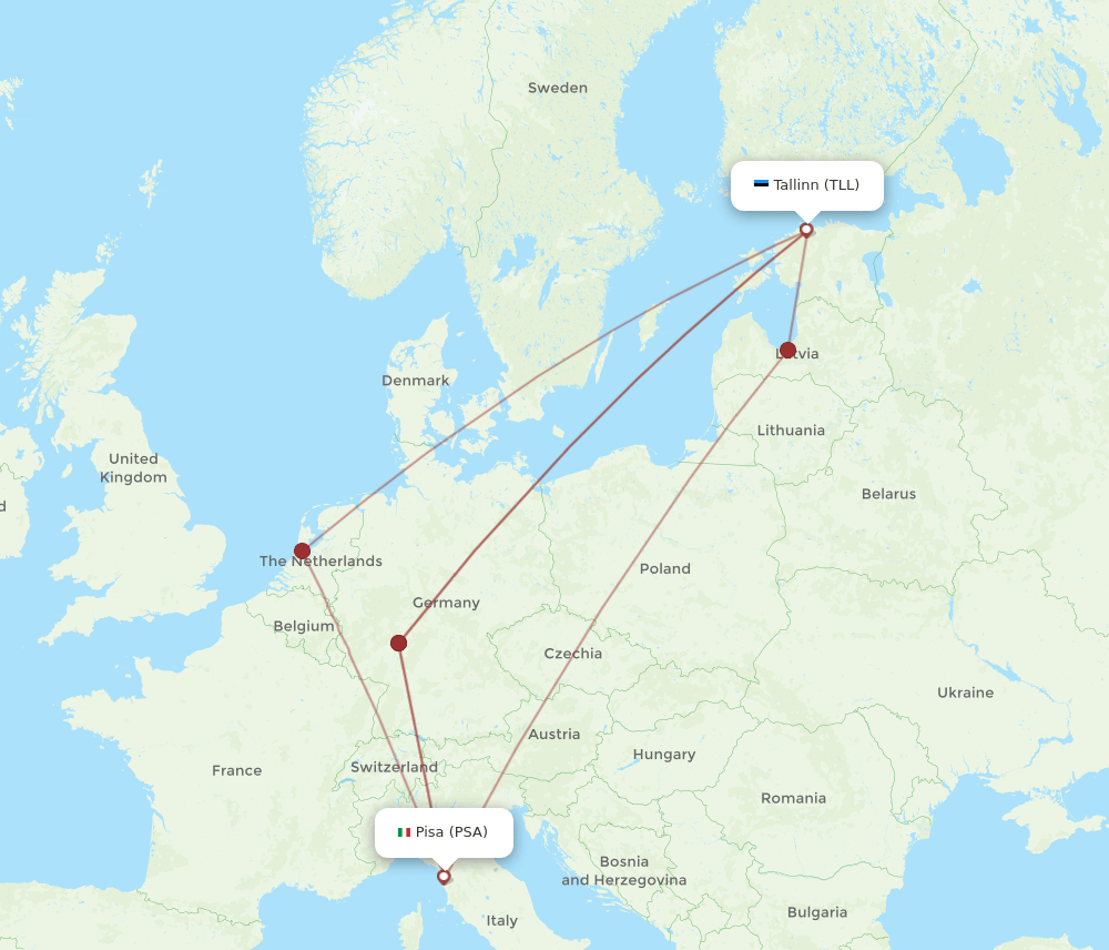 TLL to PSA flights and routes map
