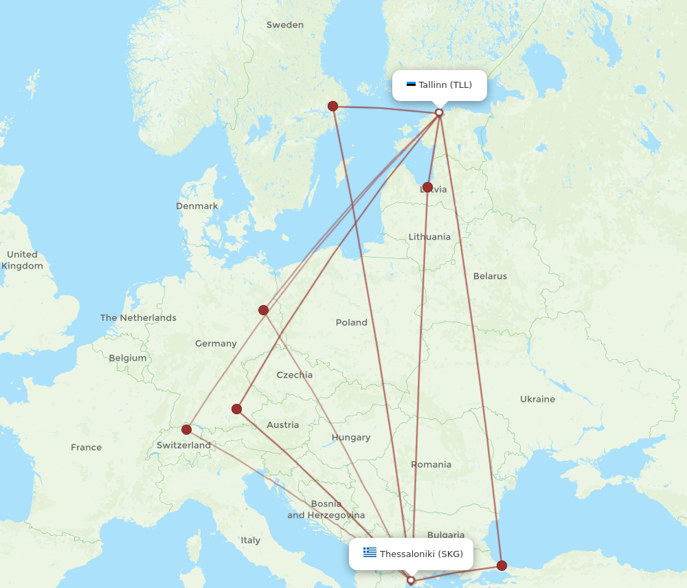 TLL to SKG flights and routes map