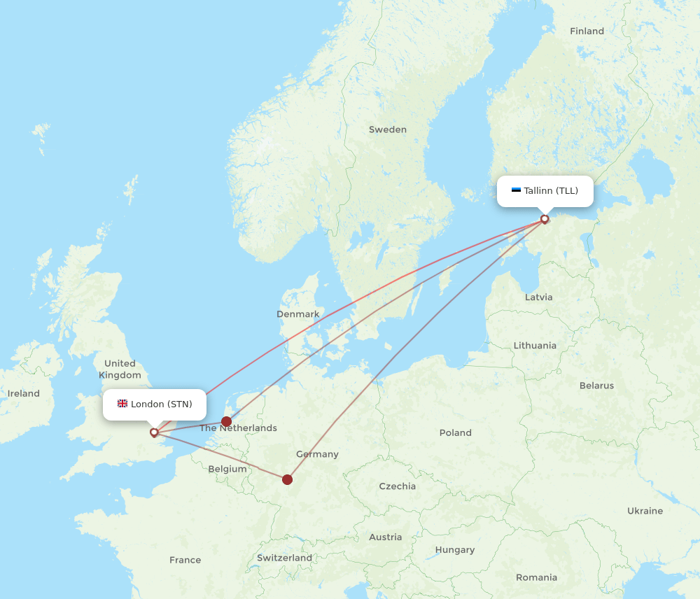 TLL-STN flight routes