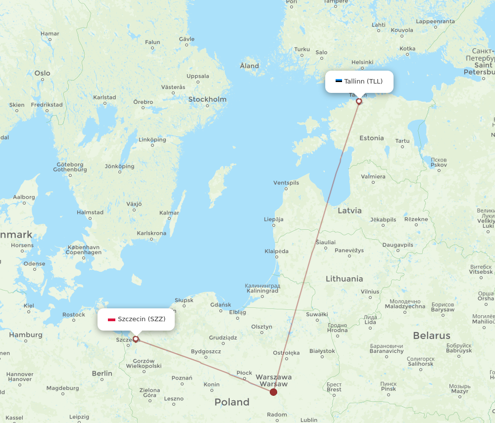 TLL to SZZ flights and routes map