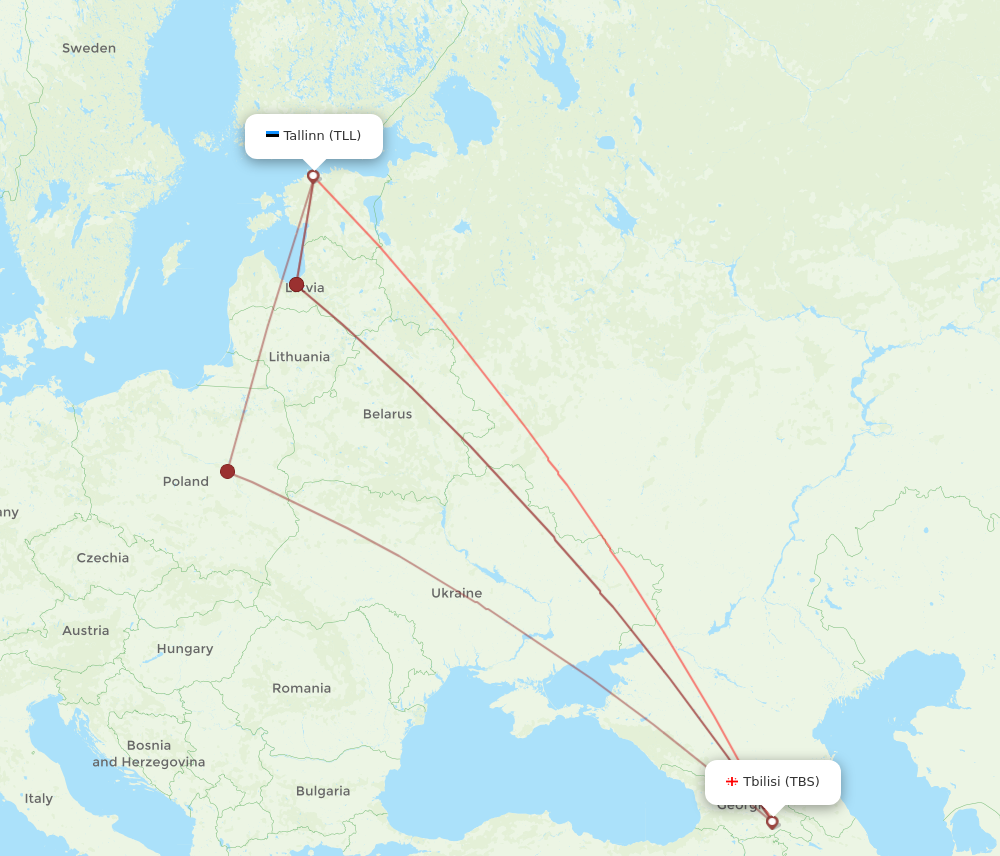 TLL to TBS flights and routes map