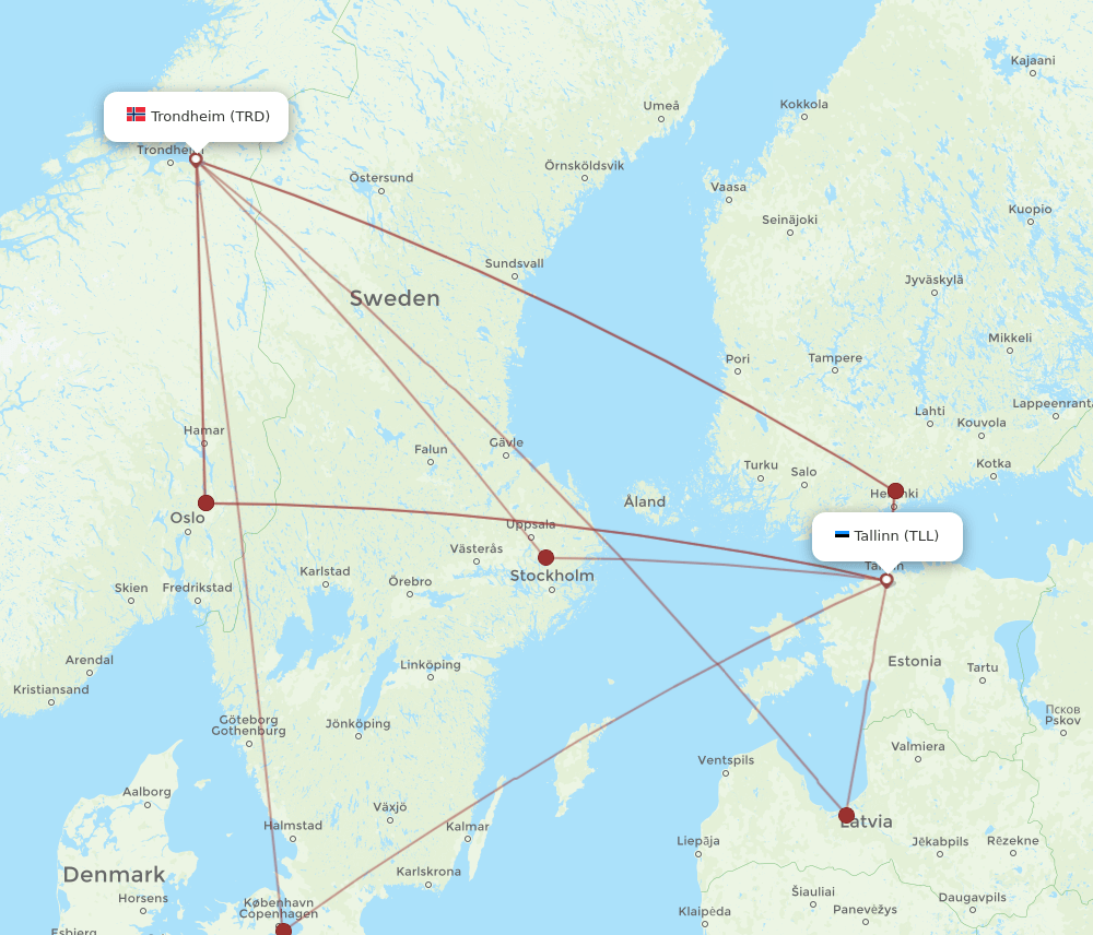 TLL-TRD flight routes