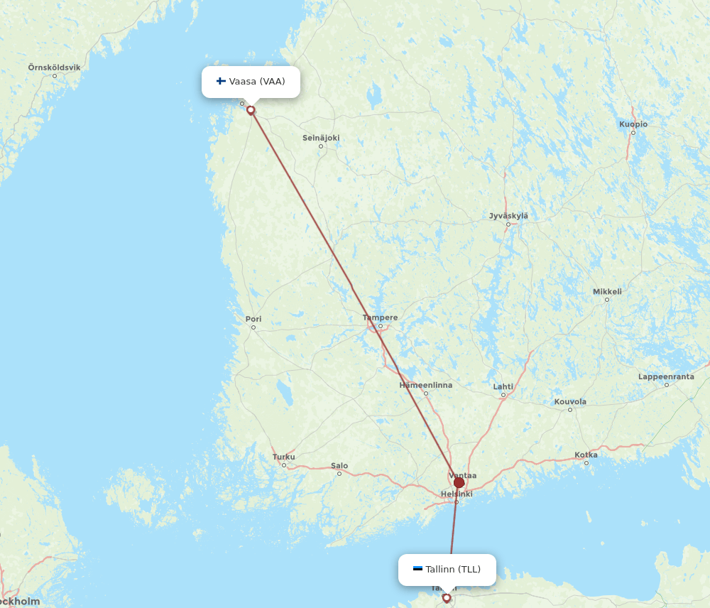 TLL to VAA flights and routes map