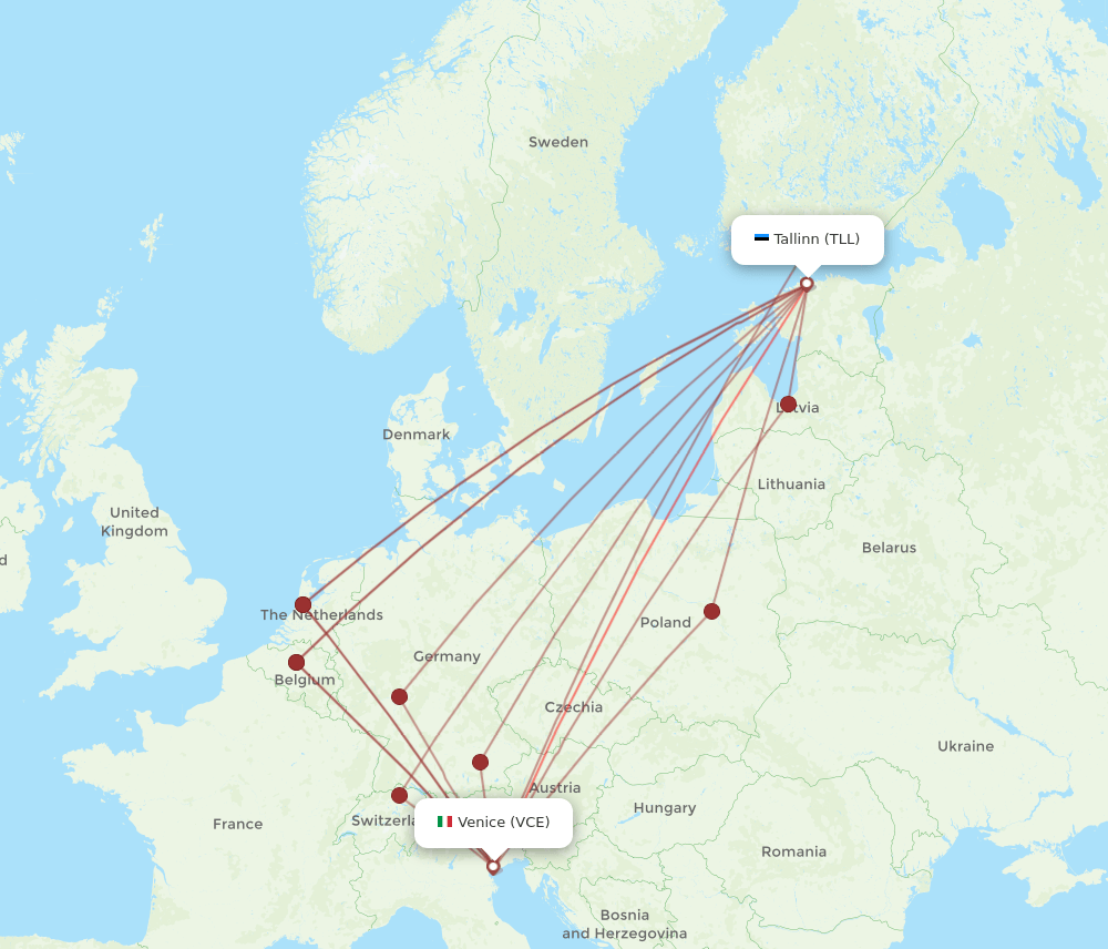 TLL to VCE flights and routes map