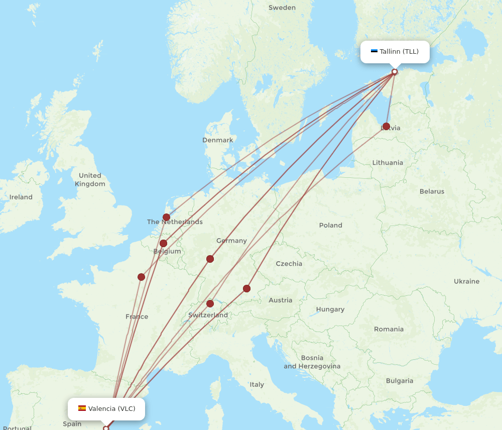 TLL-VLC flight routes