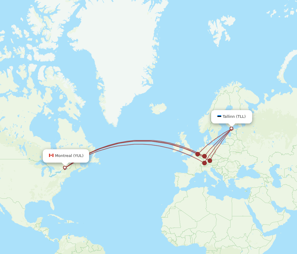 TLL to YUL flights and routes map