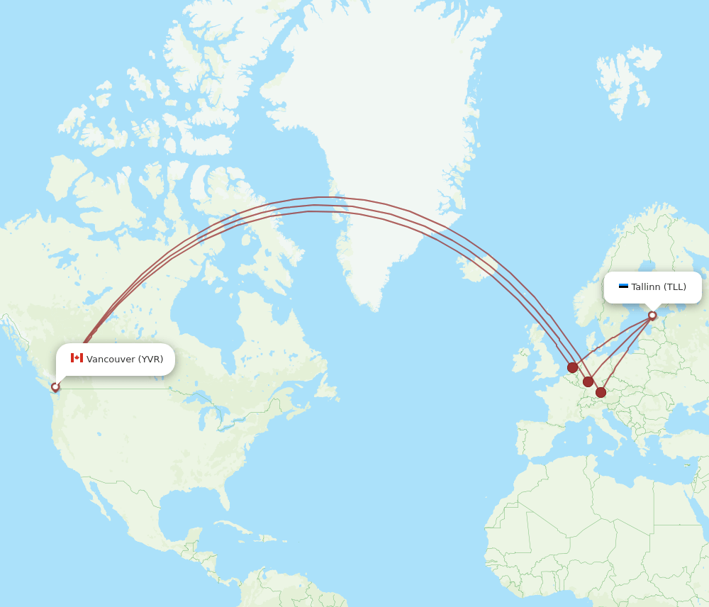 TLL-YVR flight routes