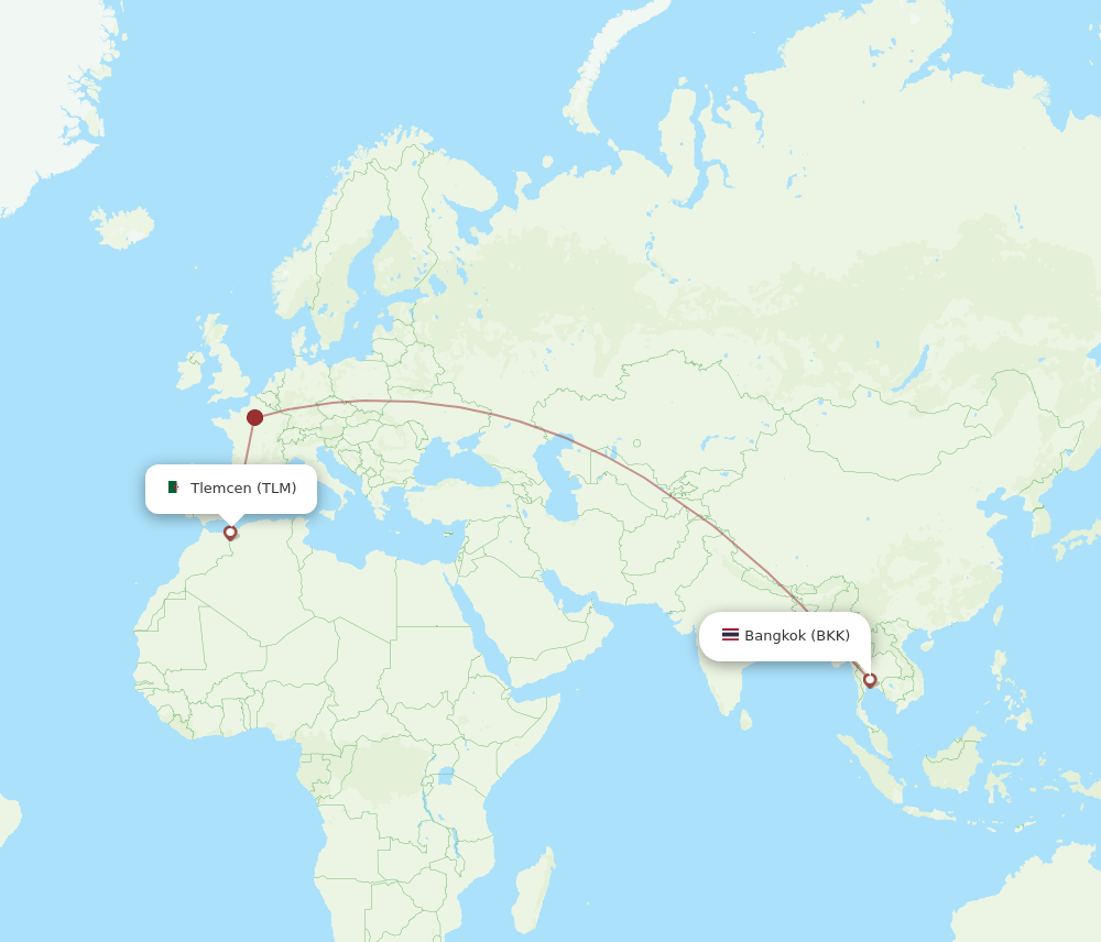 TLM-BKK flight routes