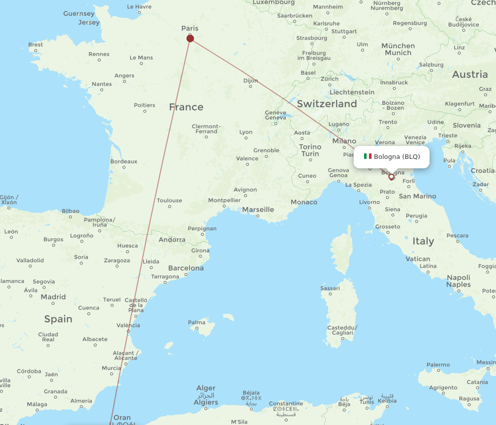 TLM-BLQ flight routes