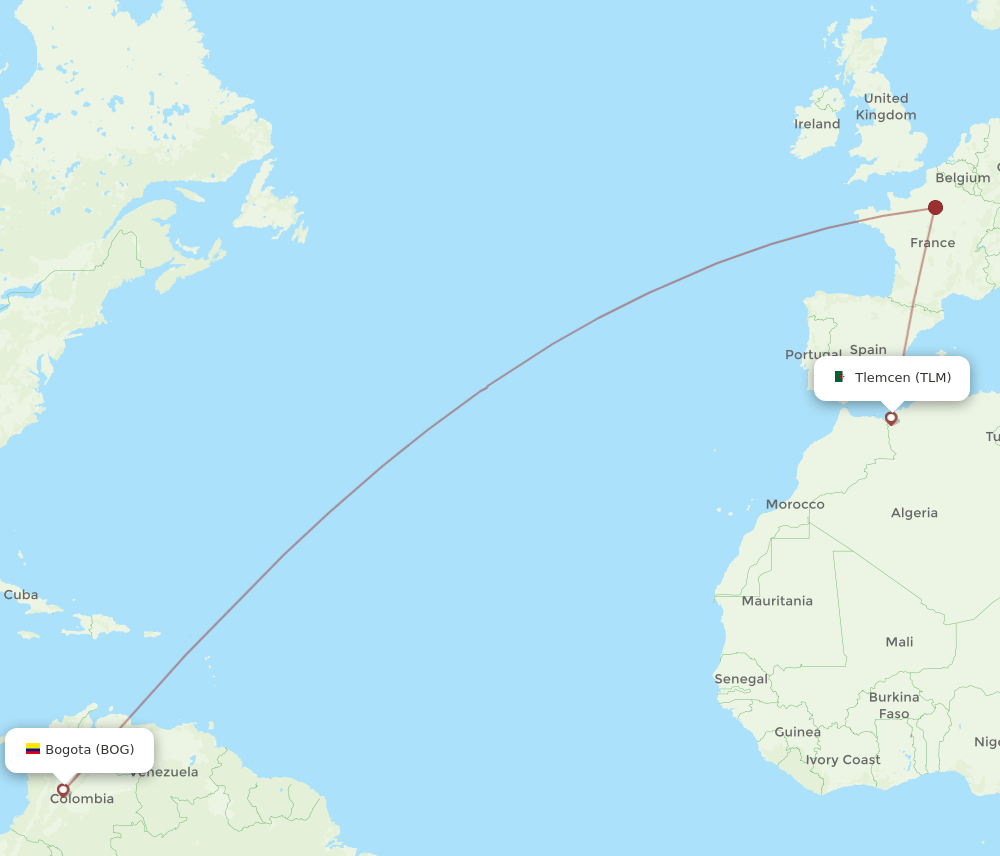TLM-BOG flight routes