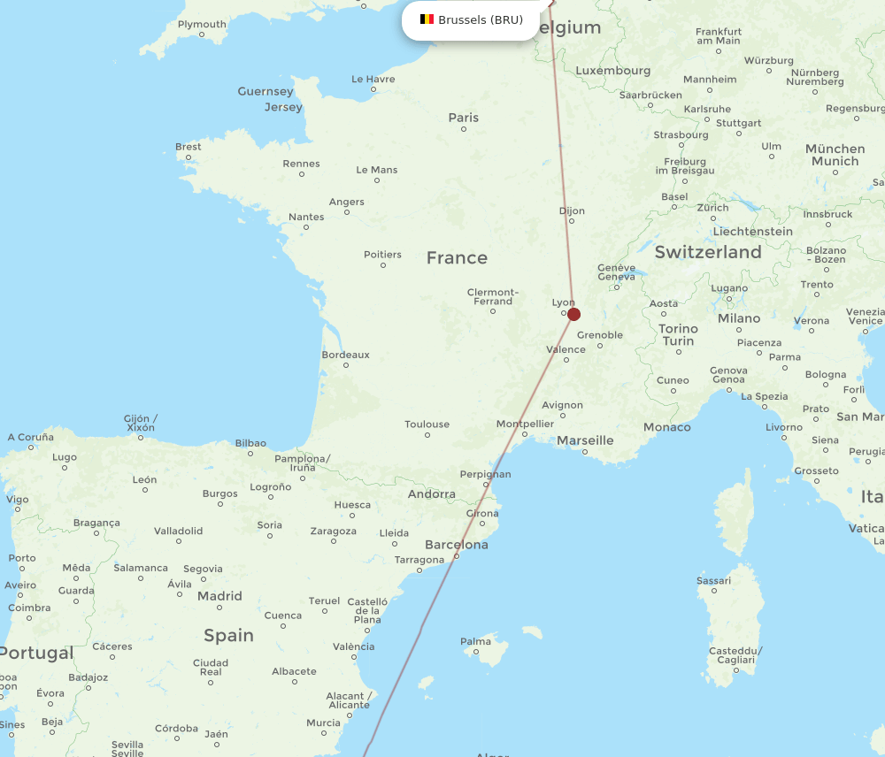TLM-BRU flight routes