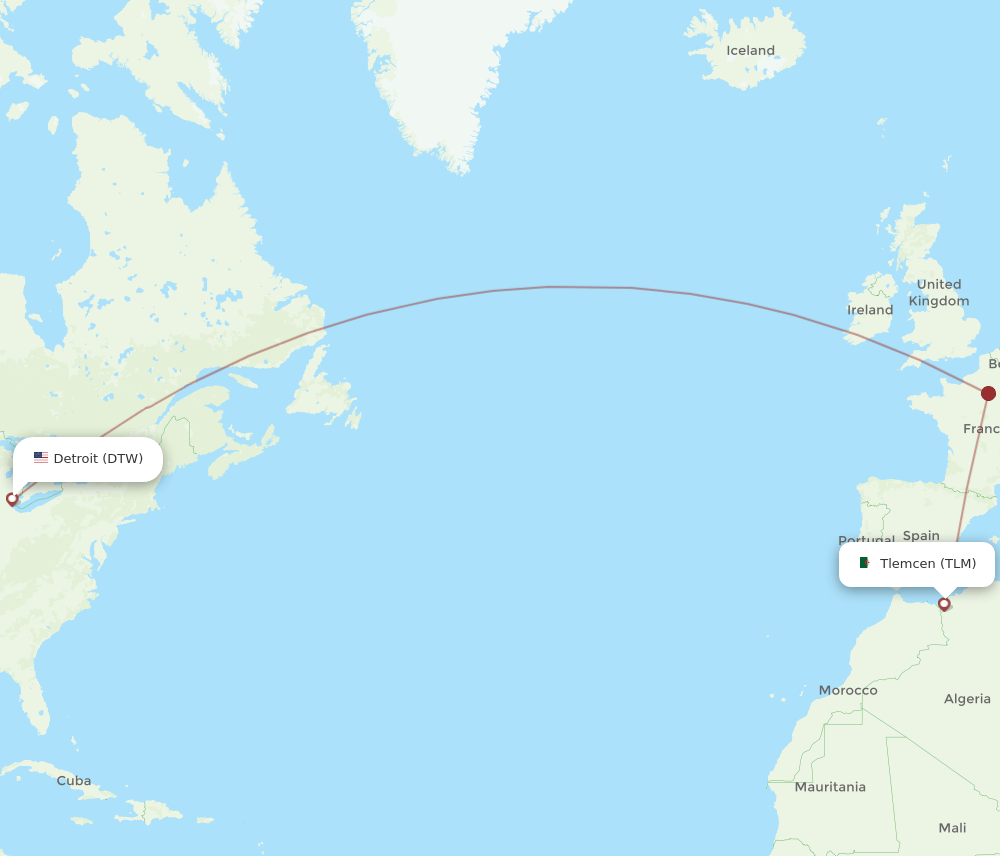 TLM-DTW flight routes