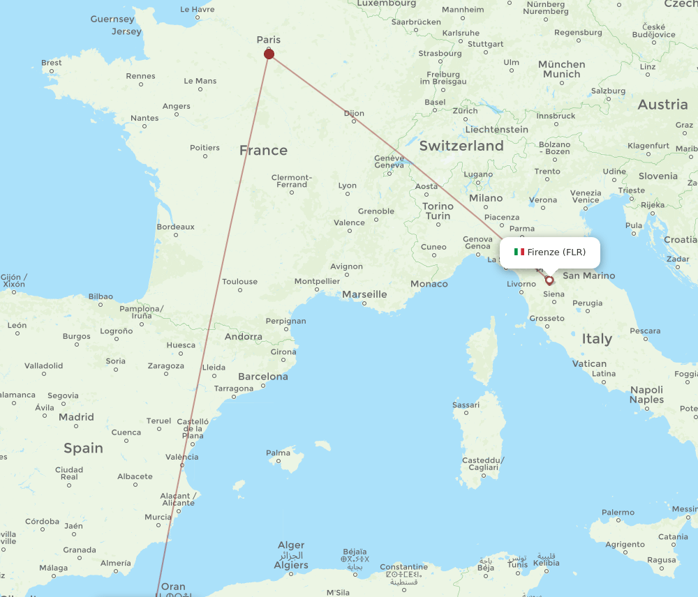 TLM-FLR flight routes