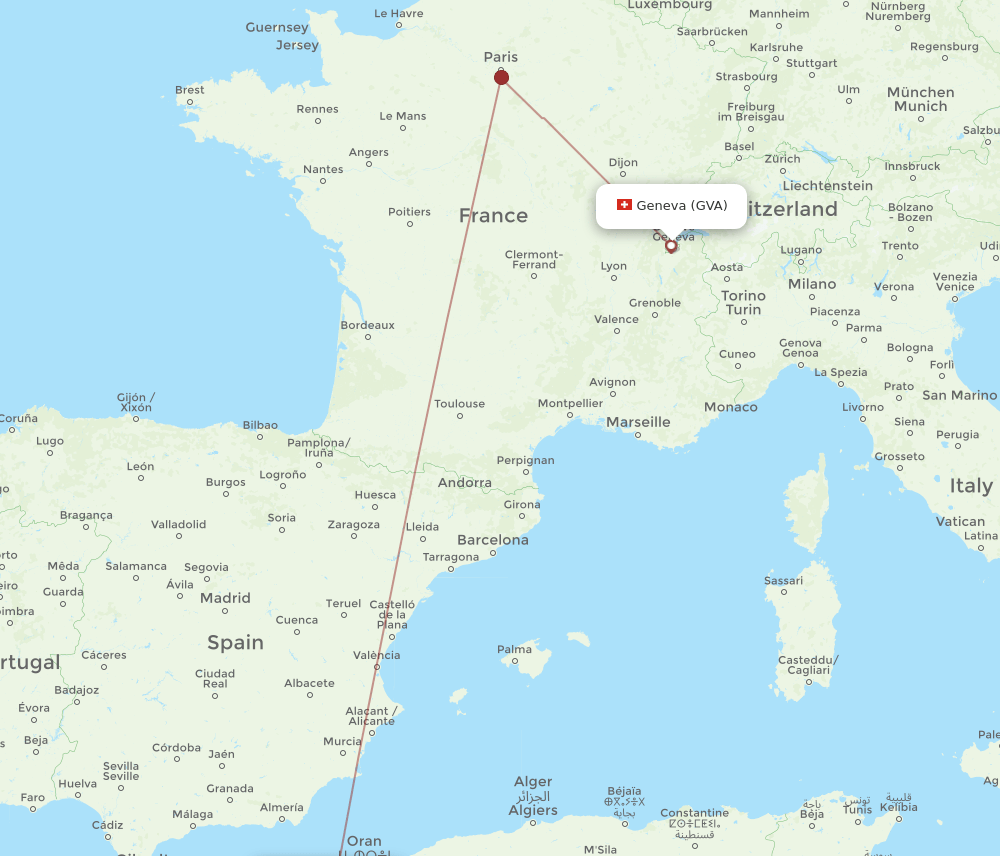 TLM-GVA flight routes