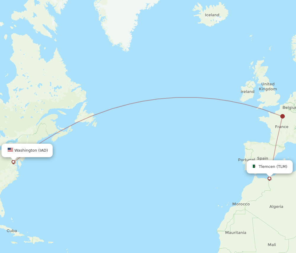TLM to IAD flights and routes map