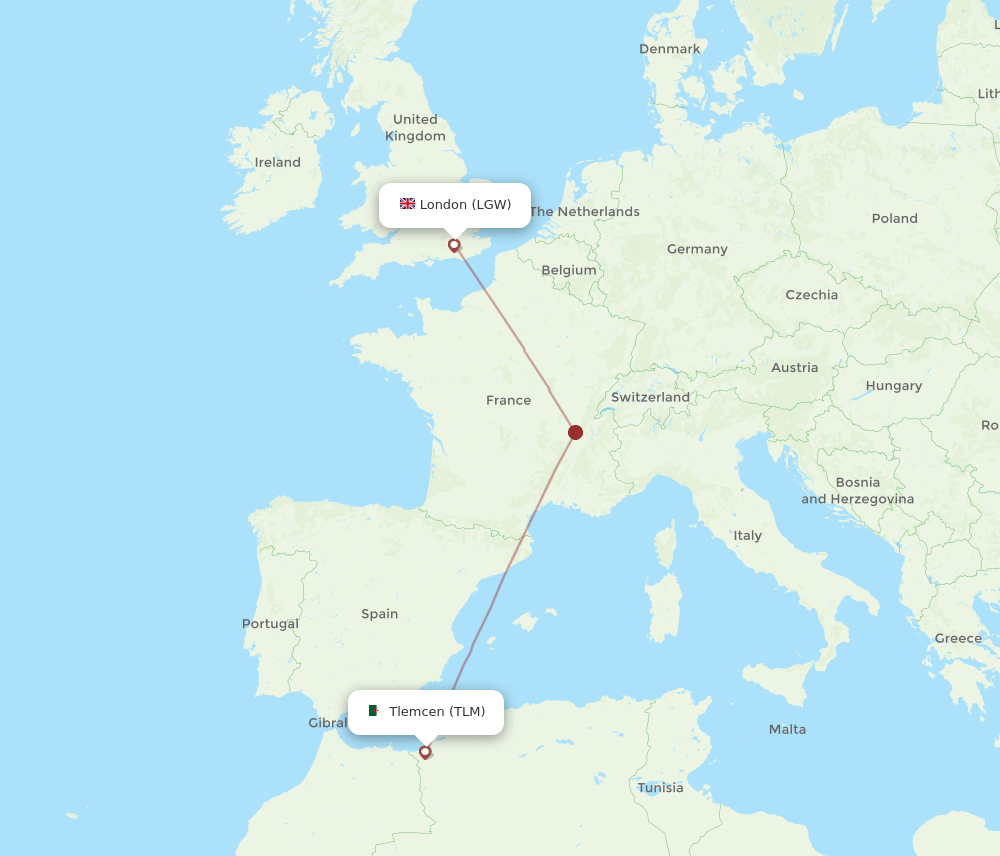 TLM-LGW flight routes
