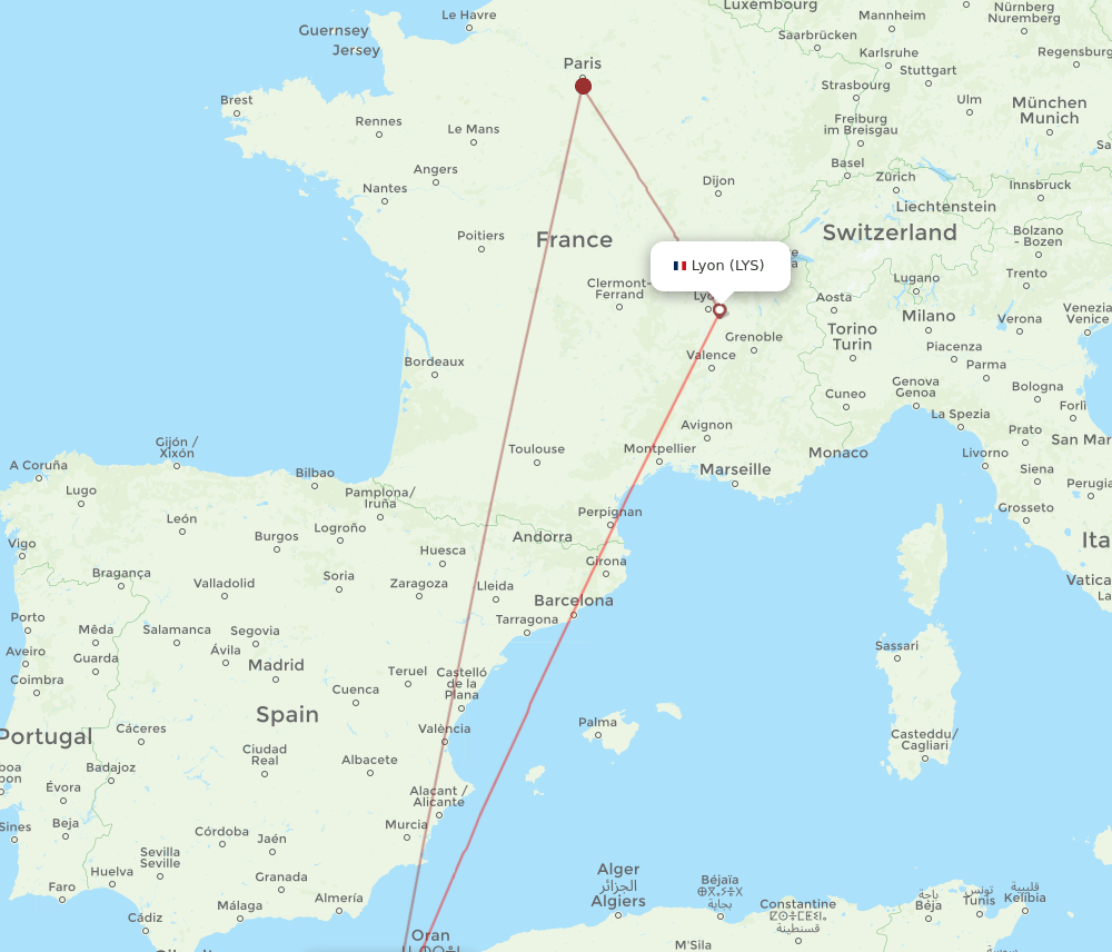 TLM to LYS flights and routes map